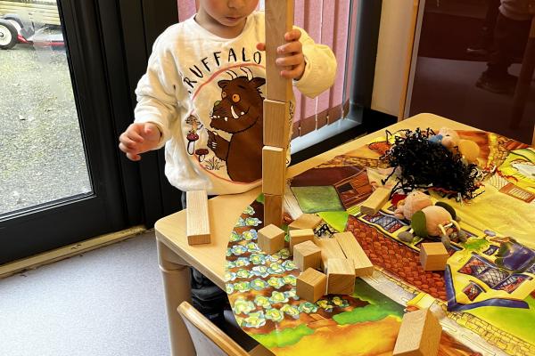 Boy Playing with building blocks